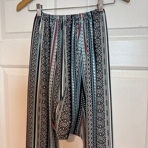 Girls L 12 Harem Jogger Pants Dropped Crotch Blue Black Geometric Tribal Graphic